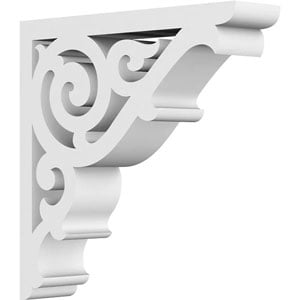 Elegant white bracket with intricate scrollwork design, perfect for enhancing home decor. Ideal for supporting shelves and adding a touch of classic charm to any interior space.