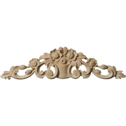 Intricate wood onlay showcasing detailed carving with floral motifs and elegant swirls, perfect for enhancing decorative projects and adding a classic touch to interiors.