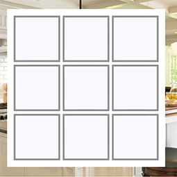 Interactive interface showcasing a product builder with detailed parts list and ceiling design options in a well-lit kitchen setting, inviting users to customize home improvement projects.
