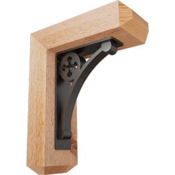 Stylish wooden corbel with a decorative black star cutout, perfect for enhancing architectural features and providing sturdy support for shelves and overhangs.