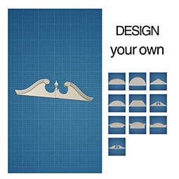 Customizable white pediment featuring a sunburst design, perfect for enhancing architectural elegance and personalizing home decor. Ideal for DIY design projects.