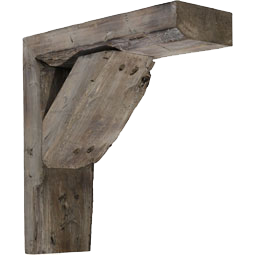 Rustic barnwood corbel showcasing a sturdy, weathered design. Perfect for adding vintage charm to architecture, enhancing aesthetics in both homes and outdoor spaces.