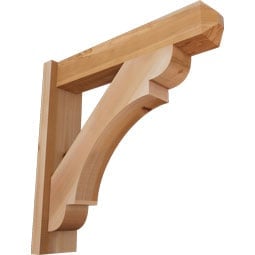 Stylish rustic wood outlooker bracket showcasing a natural finish, ideal for enhancing architectural charm in traditional and contemporary designs. Perfect for unique home accents.