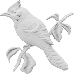 Intricate bird sculpture perched on a branch, showcasing detailed feathers and leaves, perfect for enhancing home decor with a touch of nature. Ideal for art lovers and interior design enthusiasts.