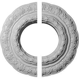 Stylish two-piece ceiling medallion showcasing intricate, embossed floral patterns. Ideal for enhancing the elegance of any room's decor and elevating interior design aesthetics.