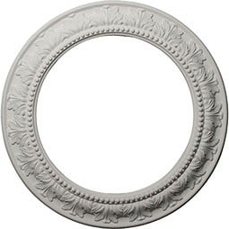 Elegant ceiling ring with intricate leaf designs and textured details, perfect for enhancing the aesthetic of any room. Ideal for interior decorating, this ornamental piece adds a touch of sophistication and charm to ceilings.