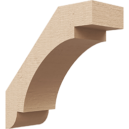 Curved wooden brace with a smooth finish, showcasing craftsmanship and design. Ideal for enhancing structural aesthetics in timber projects. Unfinished wood enhances versatility.