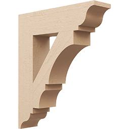 Intricately designed wooden bracket showcasing elegant curves and lines, ideal for enhancing architectural elements and providing stylish support in home decor. Perfect for crafts and renovations.