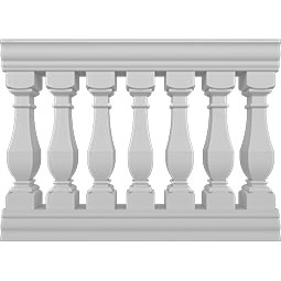 Elegant architectural design featuring a decorative balustrade, showcasing smooth, curvy lines and classic pillars ideal for enhancing outdoor spaces and providing stylish safety.