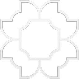 Intricately designed white fretwork ceiling panel featuring a geometric pattern with arched elements. This elegant architectural detail adds depth and sophistication to interior spaces, enhancing the overall aesthetic of modern and classic decor.
