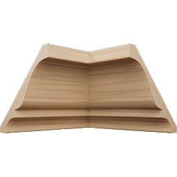 Wood corner moulding block showcasing intricate, smooth curves designed for seamless interior decor integration, enhancing elegance in home design projects. Perfect for finishing touches.