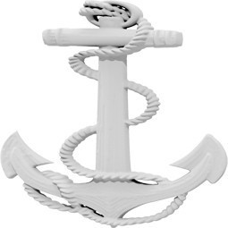 A white anchor entwined with rope, symbolizing maritime themes and oceanic adventures, represents the essence of marine design and nautical aesthetics in home decor.
