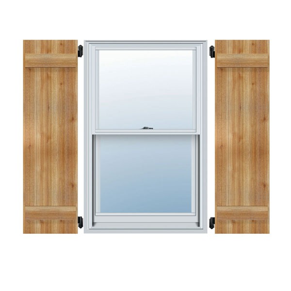 Charming rustic wood shutters frame a classic window, enhancing the natural beauty of a cozy home facade with warm tones and a welcoming design.
